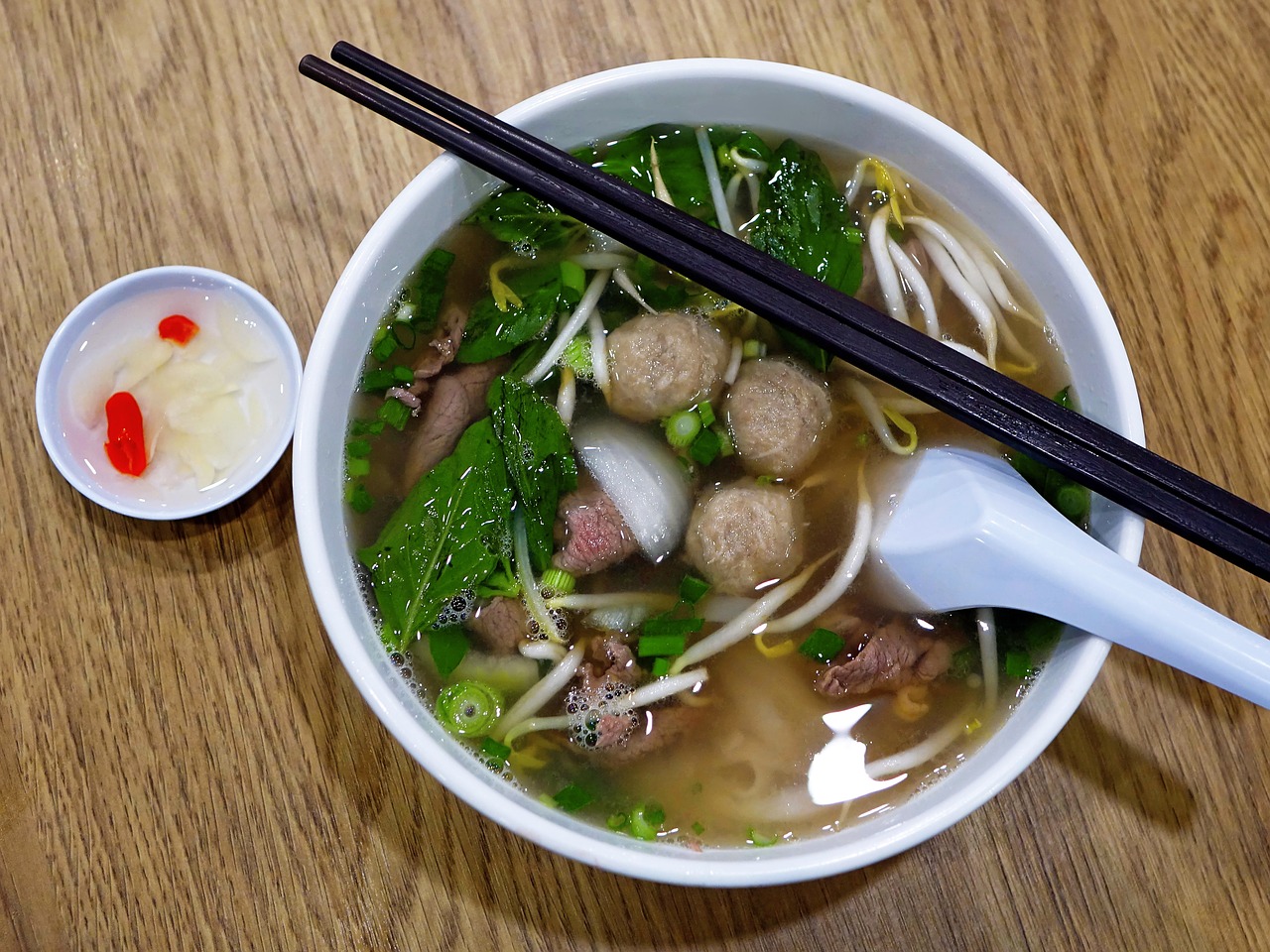 Phở Vietnamese beef noodle soup at BINH Vietnamese Restaurant, Calgary NE
